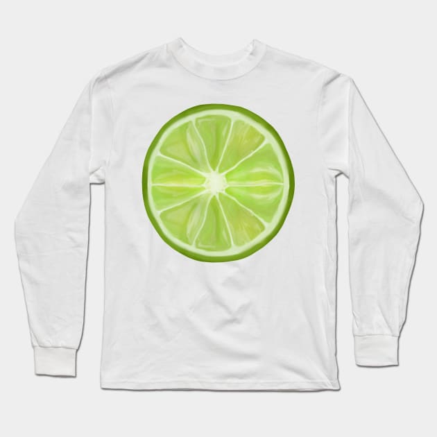 Green Lime Citrus Circle Slice Long Sleeve T-Shirt by Art by Deborah Camp